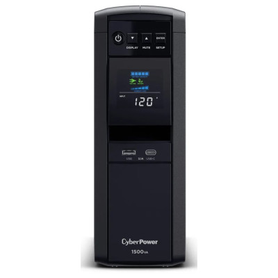 CyberPower CP1500PFCLCD Mini-Tower UPS, UL Rated, Energy Star certified, 12× NEMA 5-15R